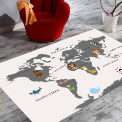 Karnaval Dünya Haritası Çocuk Odası Halısı