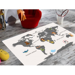 Karnaval Dünya Haritası Çocuk Odası Halısı
